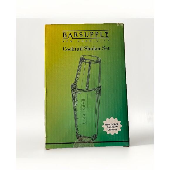 NIB Professional Boston Cocktail Shaker 4-Piece Set - Rainbow Chrome MSRP $85 - Picture 3 of 9